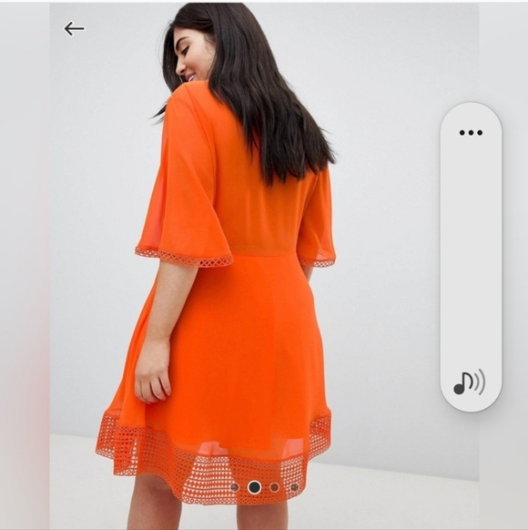 ❄️❄️ Like New ASOS CURVE orange Cut Out Dress Size 20 - Picture 2 of 7